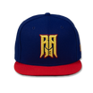 Front image of the Blue and Red X Xample Hat with "RA13" logo 3D embroidered in yellow and red